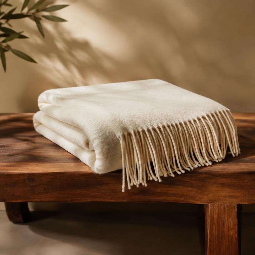 Fringed cashmere throw
